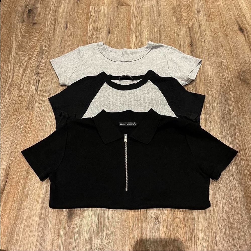 bundle of 3 Brandy Melville black and grey baby tees